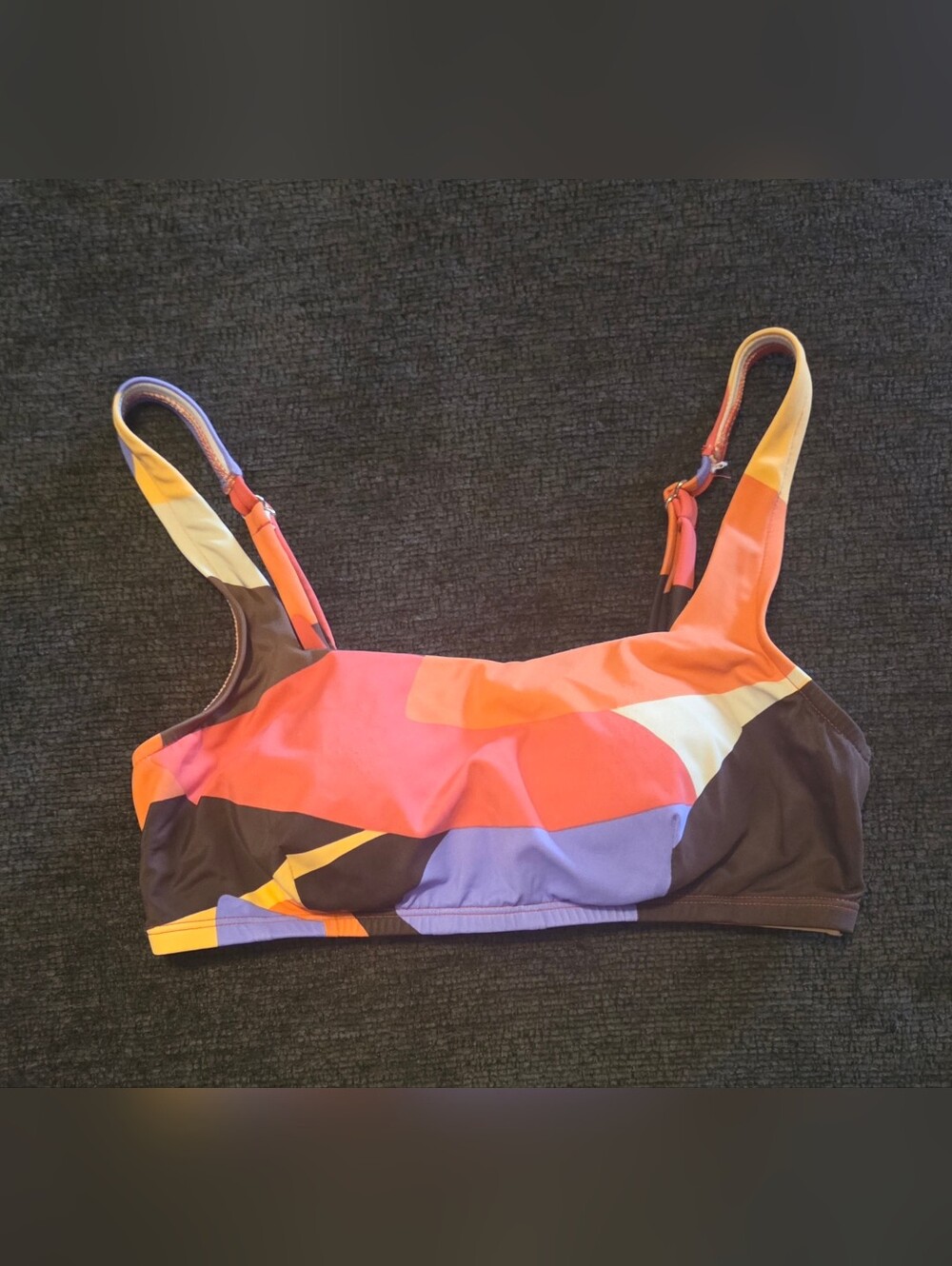 Freely Shape Shifter Swim Bralette Bikini Top in Coral, Purple.